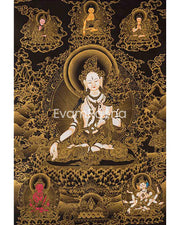 Black and Gold Style White Tara Thangka Art | Original Hand Painted Tibetan Thangka Painting | Meditation And Yoga | Wall Hanging Decoration