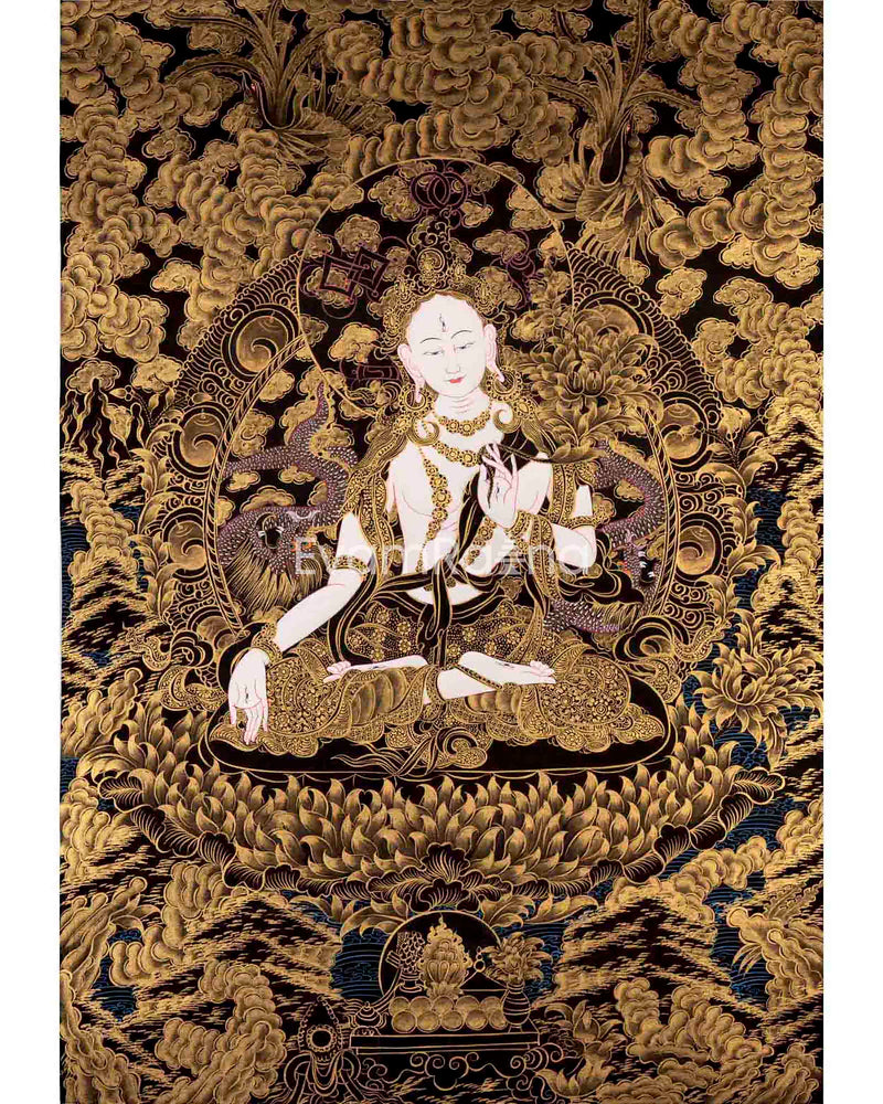 24K Gold Style White Tara Thangka