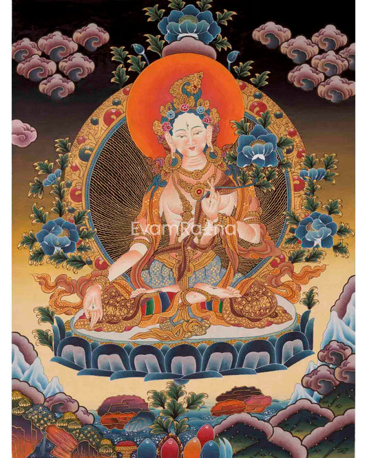 Religious White Tara Thangka