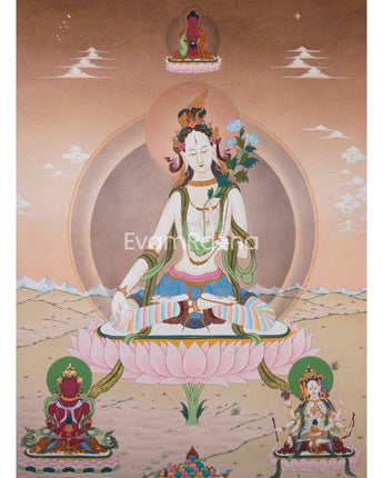 White Tara Thangka Painting