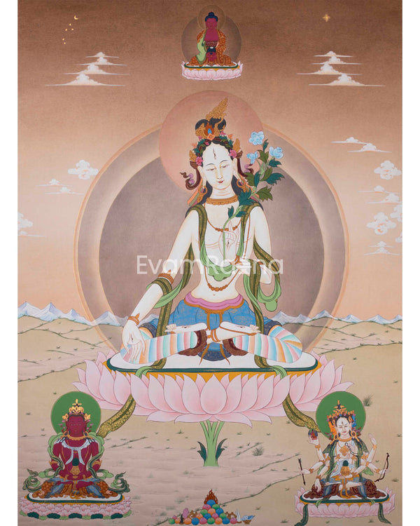 White Tara Thangka Painting