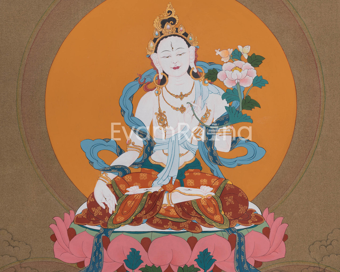 Sacred Three Long Life Deities Thangka | White Tara, Amitayus Buddha and Namgyalma