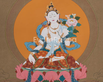 Sacred Three Long Life Deities Thangka | White Tara, Amitayus Buddha and Namgyalma