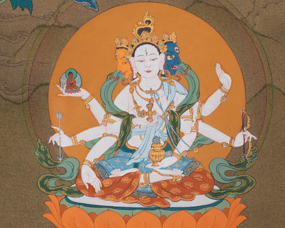 Sacred Three Long Life Deities Thangka | White Tara, Amitayus Buddha and Namgyalma