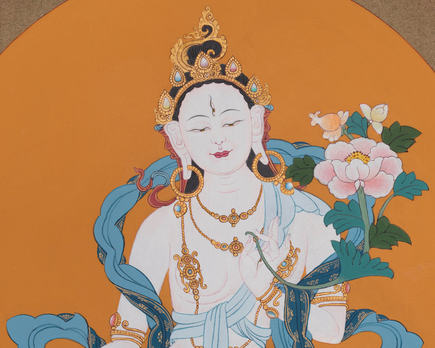 Sacred Three Long Life Deities Thangka | White Tara, Amitayus Buddha and Namgyalma