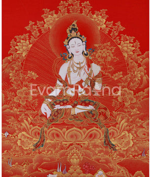 Golden White Tara Goddess Thangka |