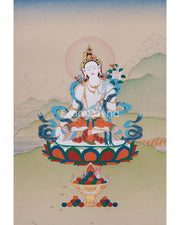 Female Deity White Tara Thangka | For Healing and Protection