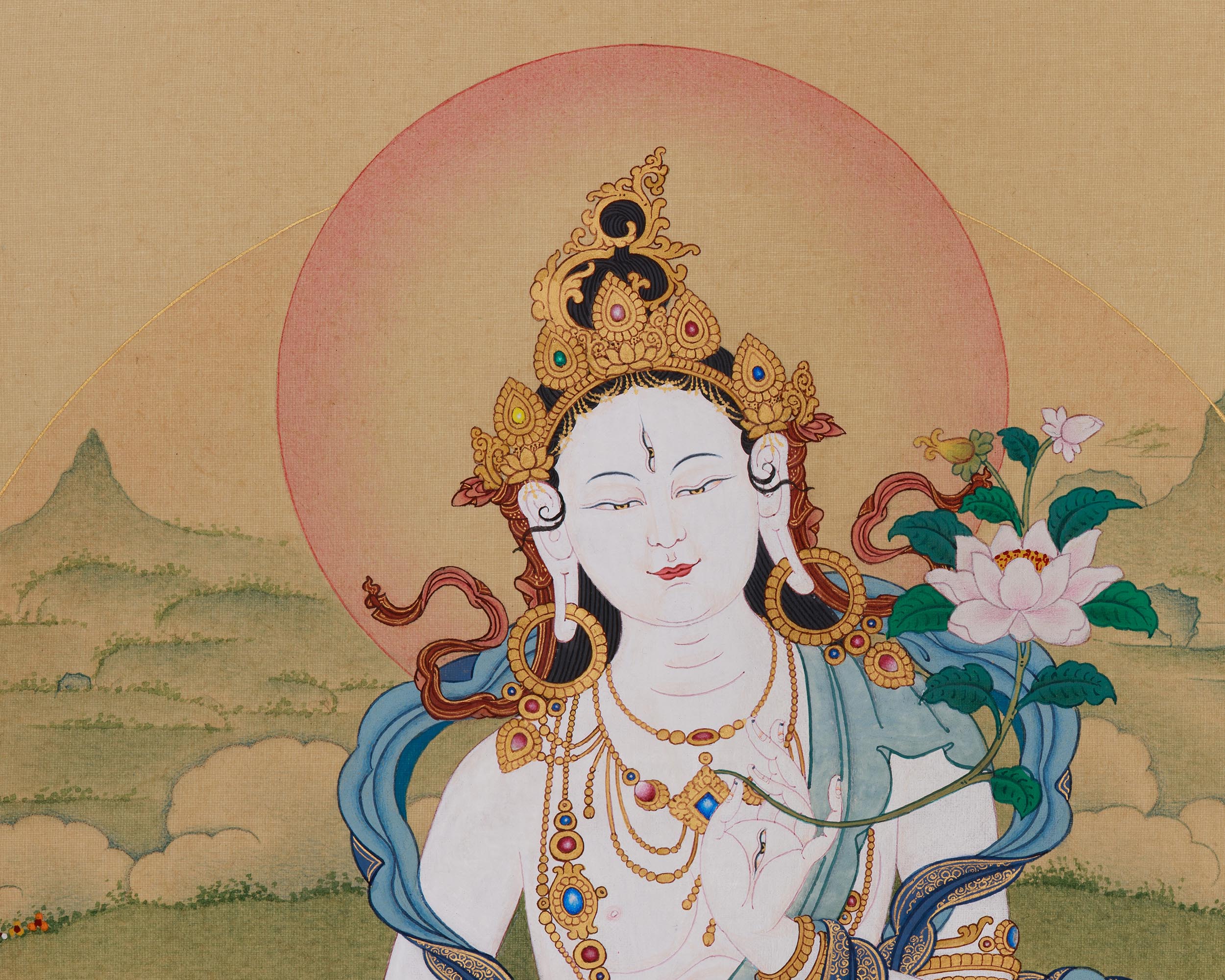 Seven Eyes Goddess, White Tara Thangka | Karma Gardi's Masterpiece