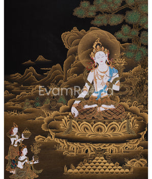 Tibetan Goddess White Tara Thangka