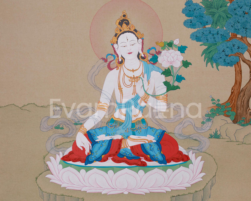 Tibetan Bodhisattva Tara | Seven-Eyed Goddess, White Dolma Artwork