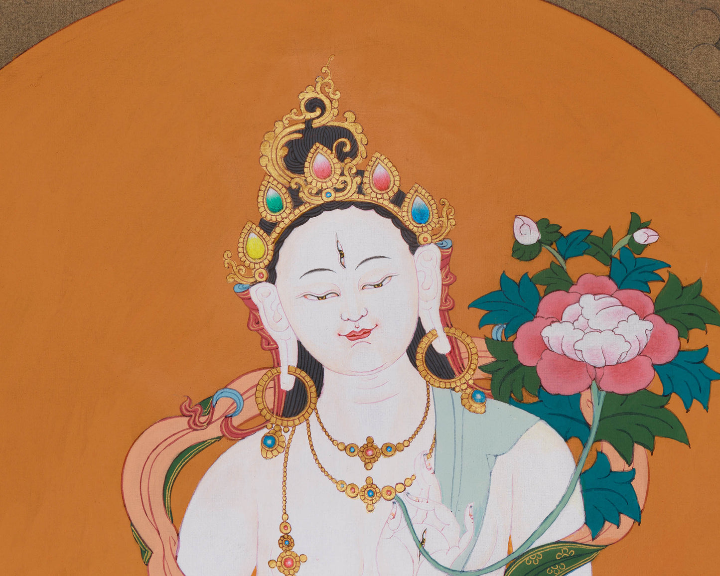 Hand Painted Sita Tara Thangka | Goddess White Tara Medatation Artwork