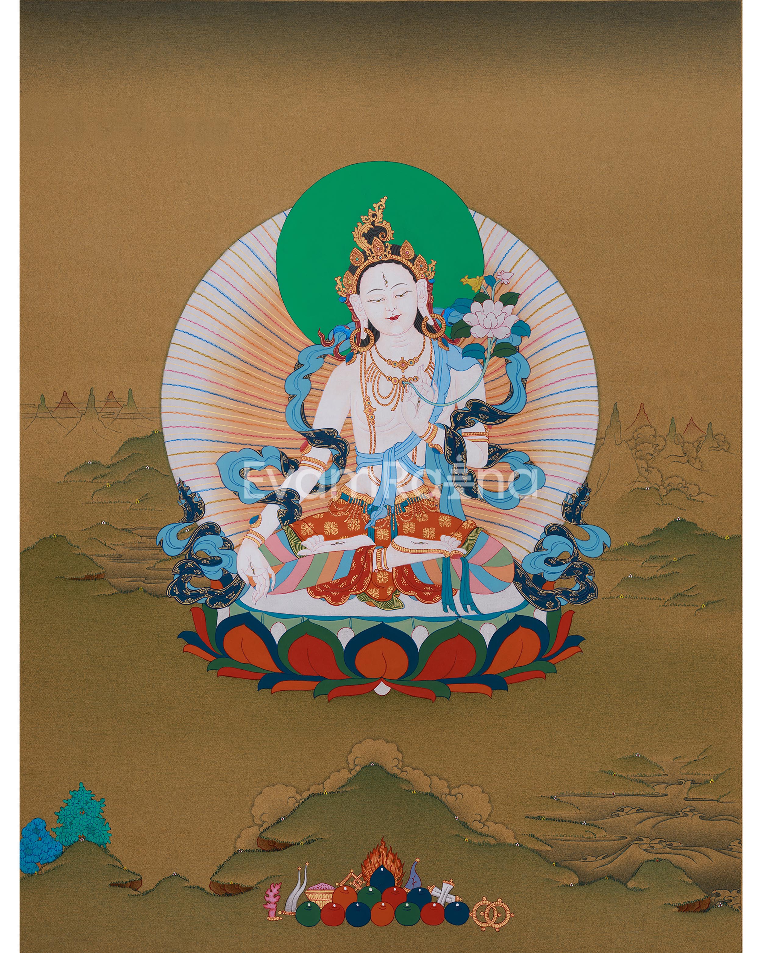 Seven-Eyes White Tara Thangka