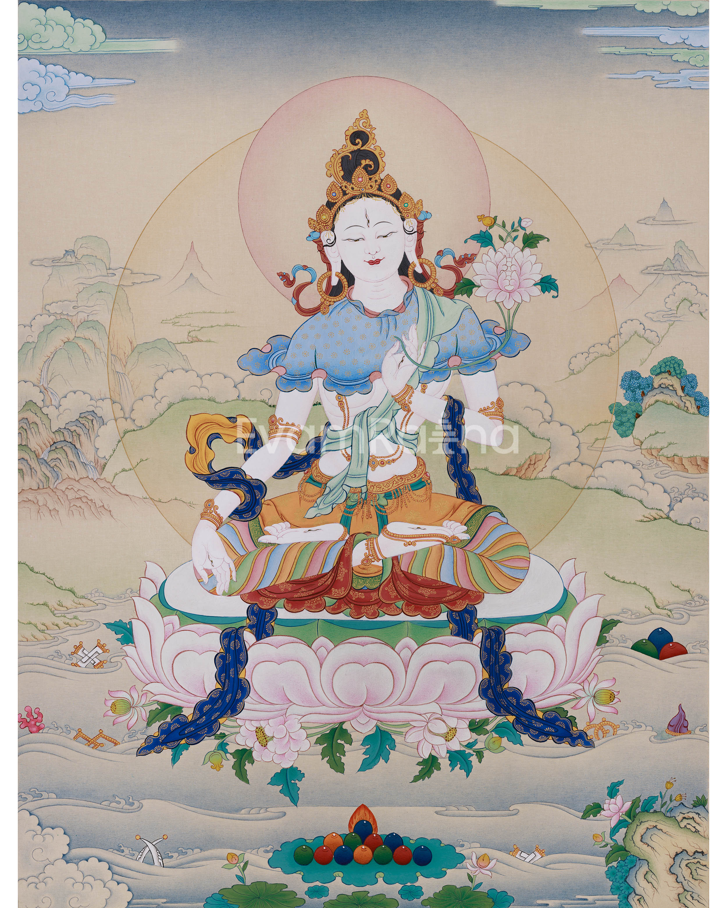 White Tara 24 Inches Thangka