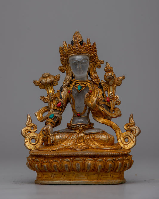 Crystal Tara Statue of White Tara