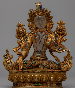 White Tara Statue Crystal | Buddhist Sculpture for Meditation and Sacred Spaces