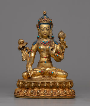 Handcrafted Copper White Tara Statue