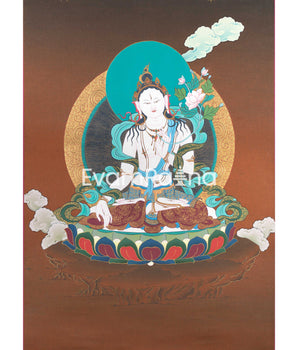 White Tara Thangka Painting for Spiritual Enlightenment