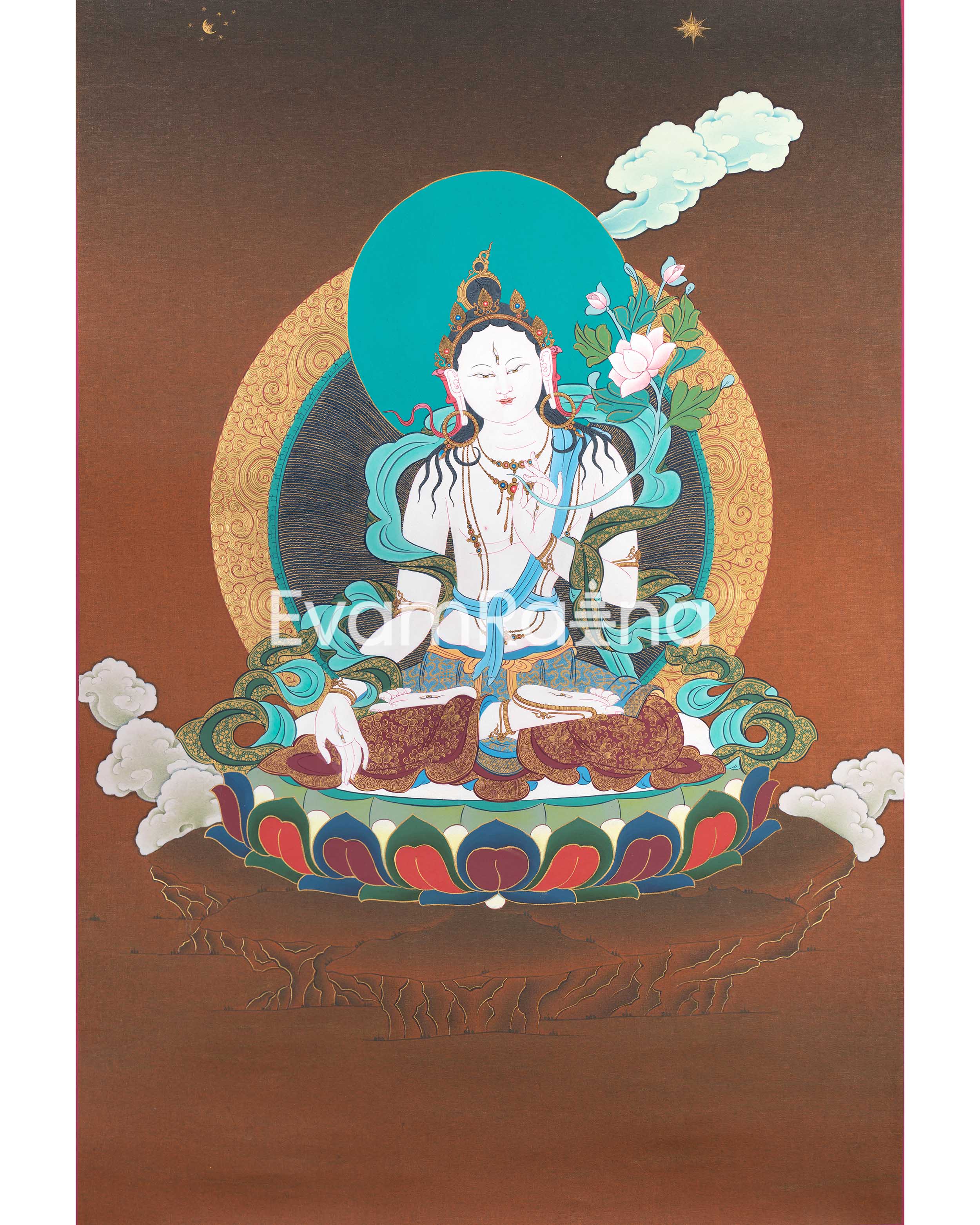 White Tara Thangka Painting for Spiritual Enlightenment 