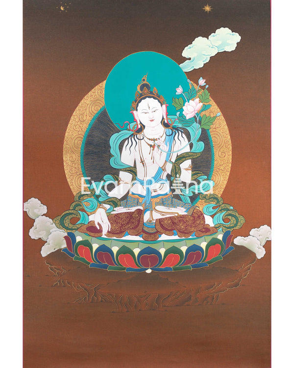 White Tara Thangka Painting for Spiritual Enlightenment 