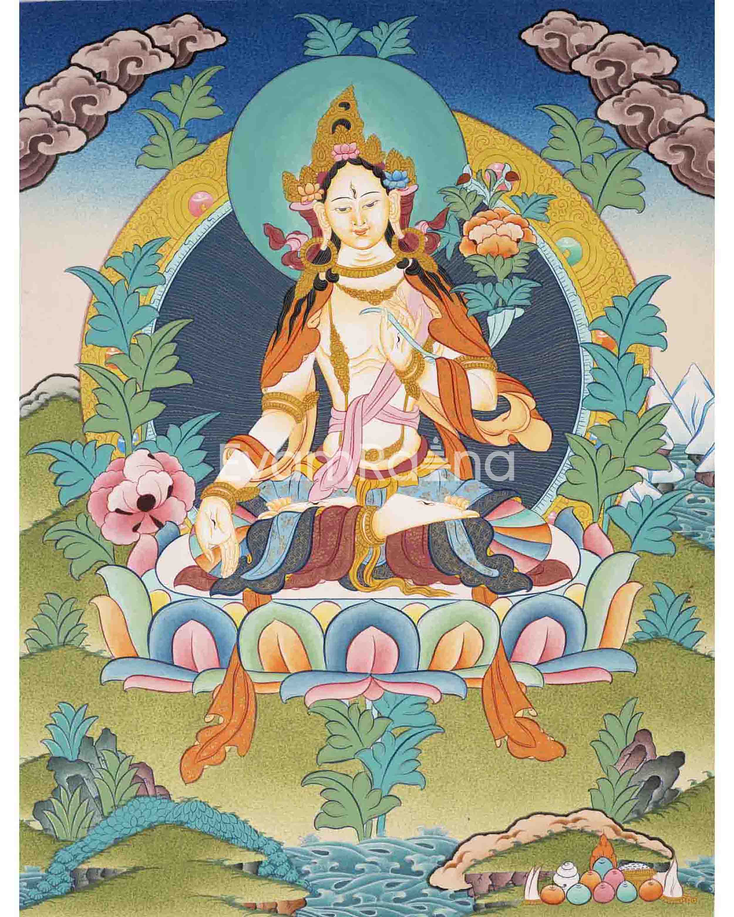 White Tara Thangka Painting