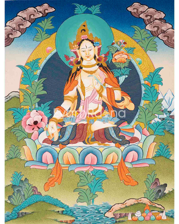 White Tara Thangka Painting