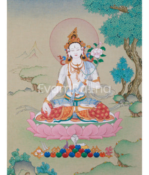 Mini White Tara Thangka