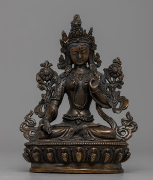 Oxidized Copper White Tara Statue