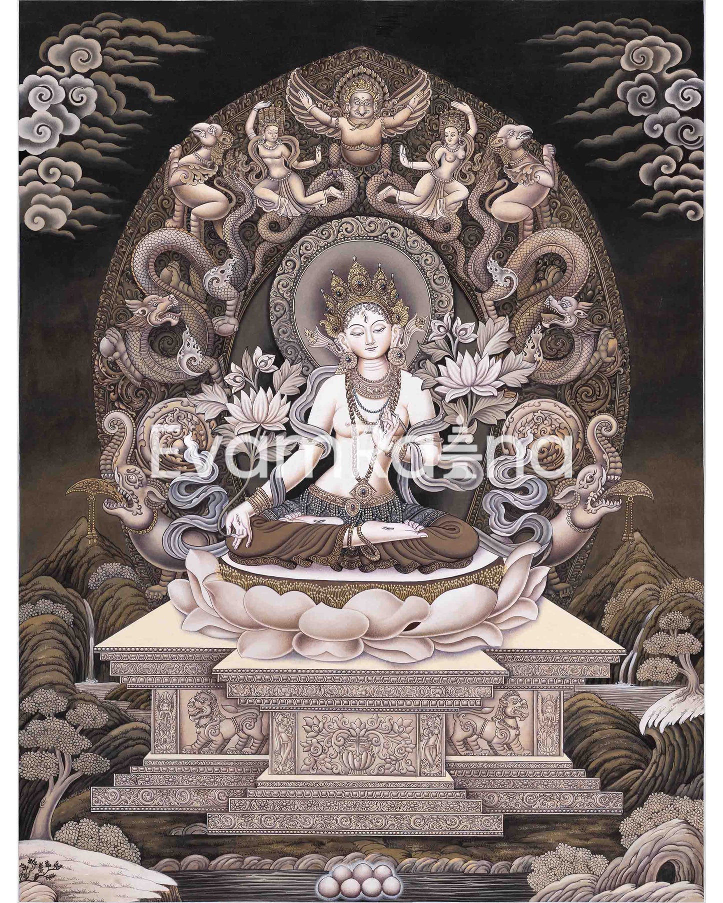 High Quality Giclee White Tara Thangka Print | Digital Art