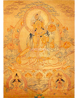Hand-Painted White Tara Thangka