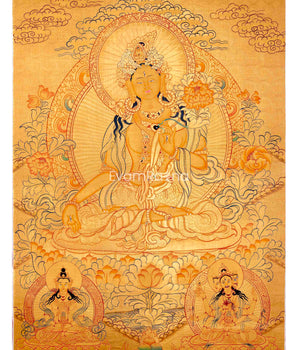 Hand-Painted White Tara Thangka