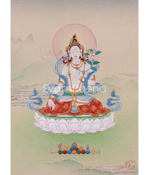Goddess of Longevity White Tara Thangka | Buddhist Healing Arts