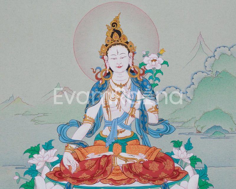 Maa Sita Tara (White Tara) Thangka | Protection, Healing, and Peace