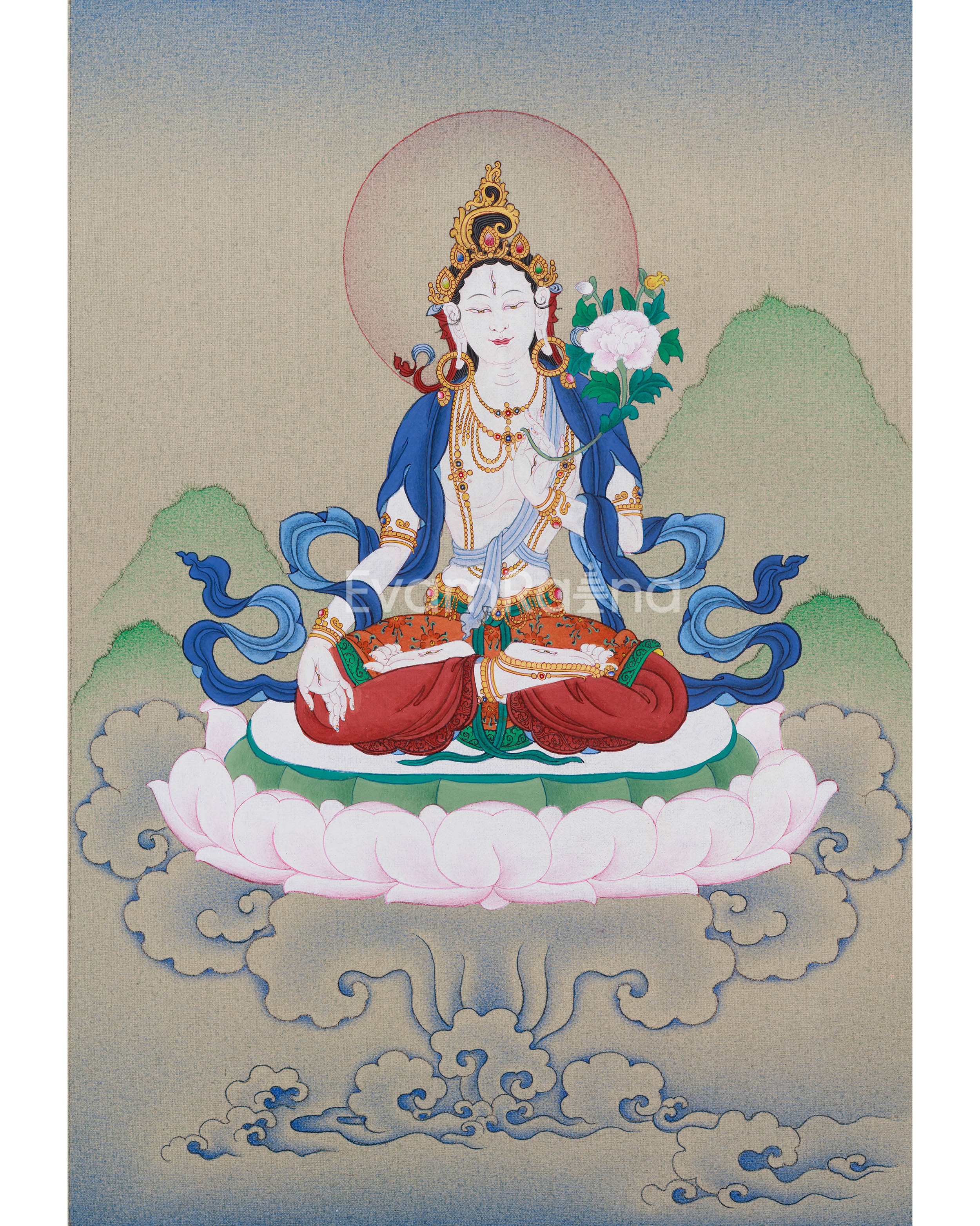 13 Inches White Tara Buddha Art