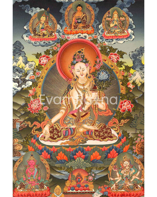 White Tara Original Hand-Painted Thangka