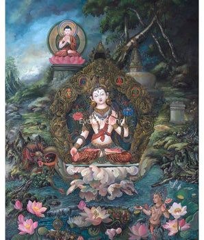 White Tara Canvas Print | Mother White Tara Digital Print | The Symbol of Compassion and Healing