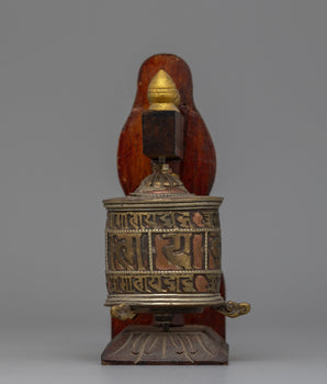 Wood Prayer Wheel Nepal Hand Carved