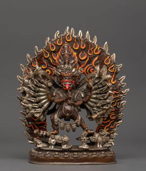 Silver-Plated Yamantaka Statue 