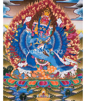 Yamantaka With Consort Thangka | Yab Yum |Uniting Wisdom and Compassion | Tibetan Buddhist |