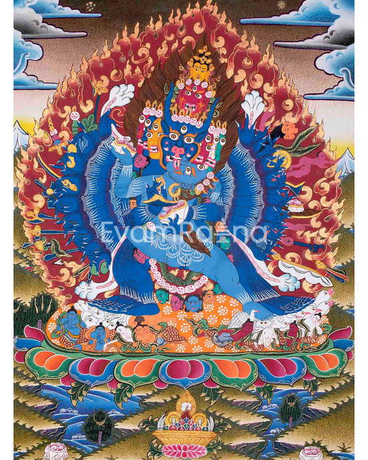 Yamantaka With Consort Thangka | Yab Yum |Uniting Wisdom and Compassion | Tibetan Buddhist |