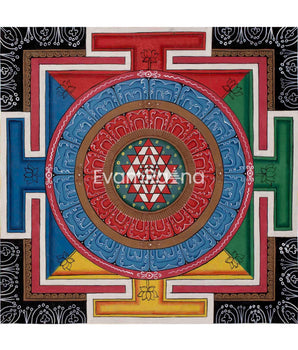 Sri Yantra Mandala | Original Hand Painted Thangka | Mandala Wall Tapestry