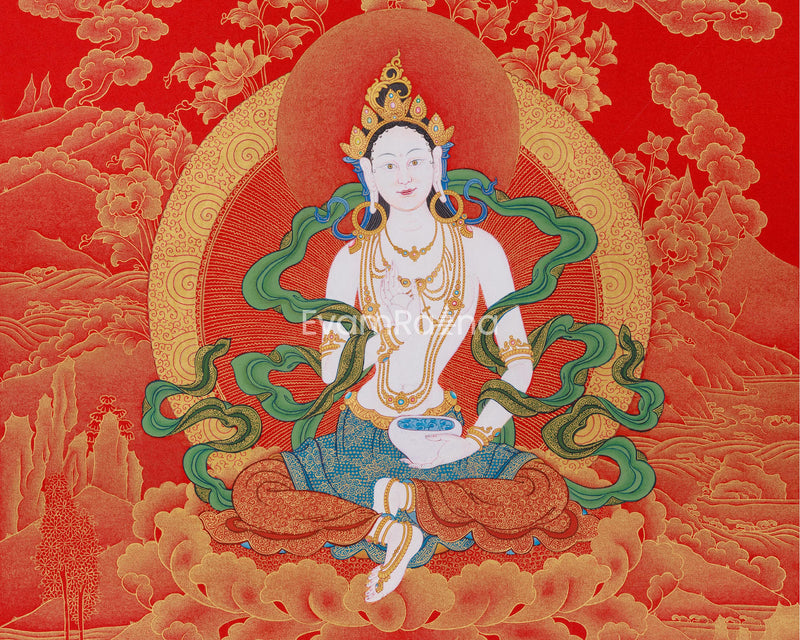 Radiant Gold Yeshe Tsogyal Thangka