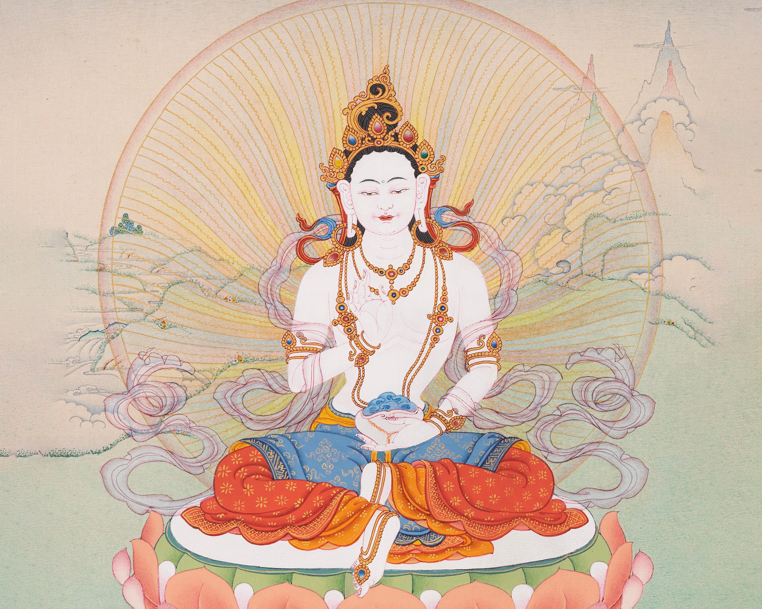 Avalokitesvara Chengrezig Thangka | Traditional Buddhist Paint | Wall Decors