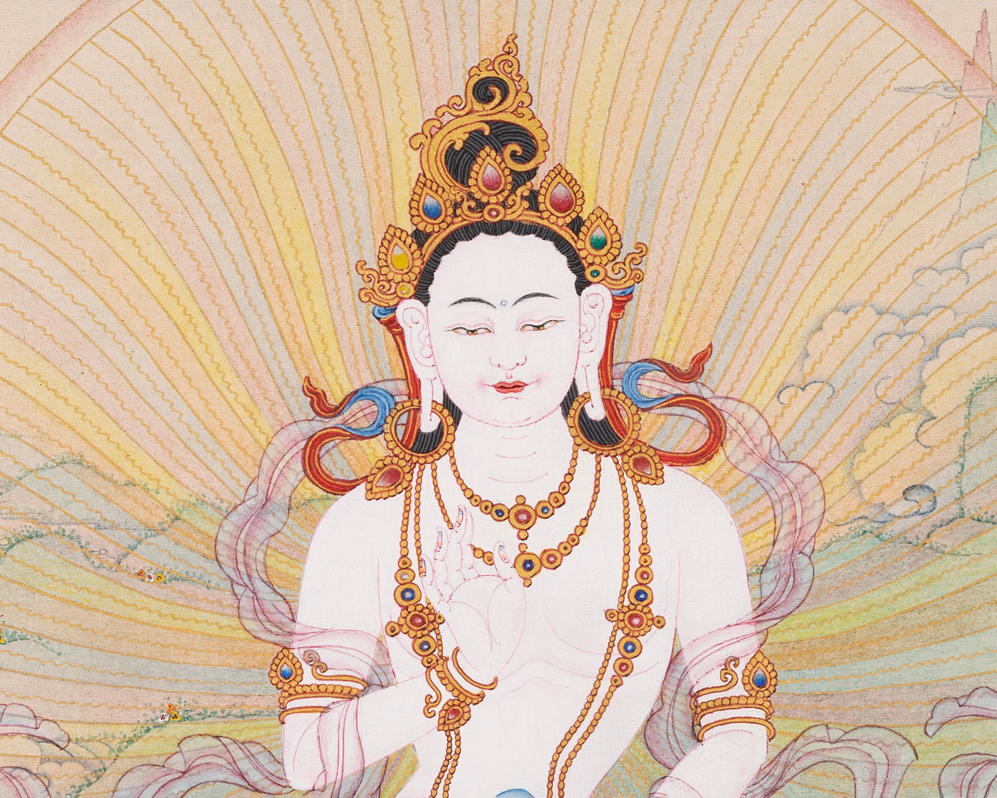 Avalokitesvara Chengrezig Thangka | Traditional Buddhist Paint | Wall Decors