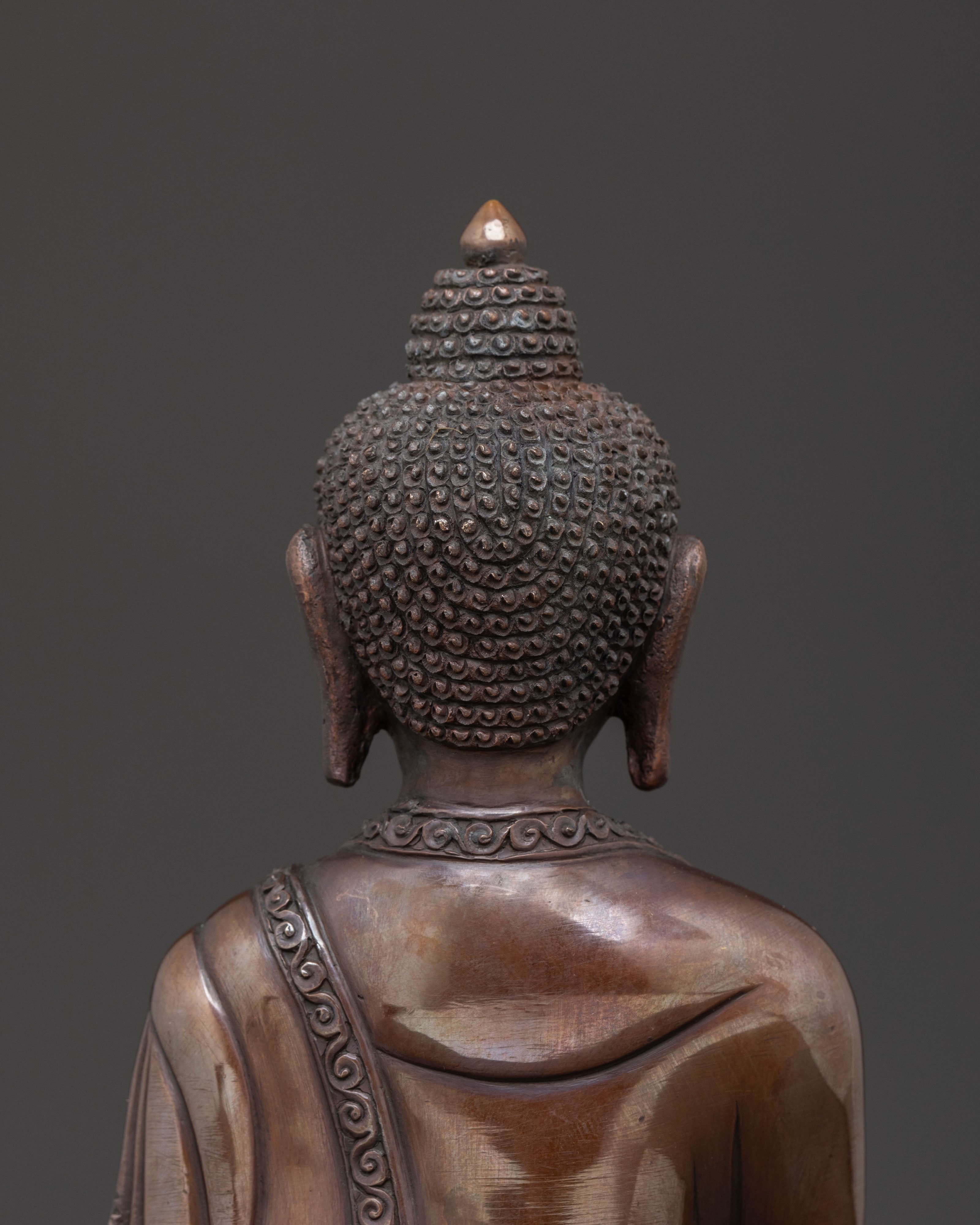 Healing Radiance: Medicine Buddha Spiritual Statue in Oxidized Copper