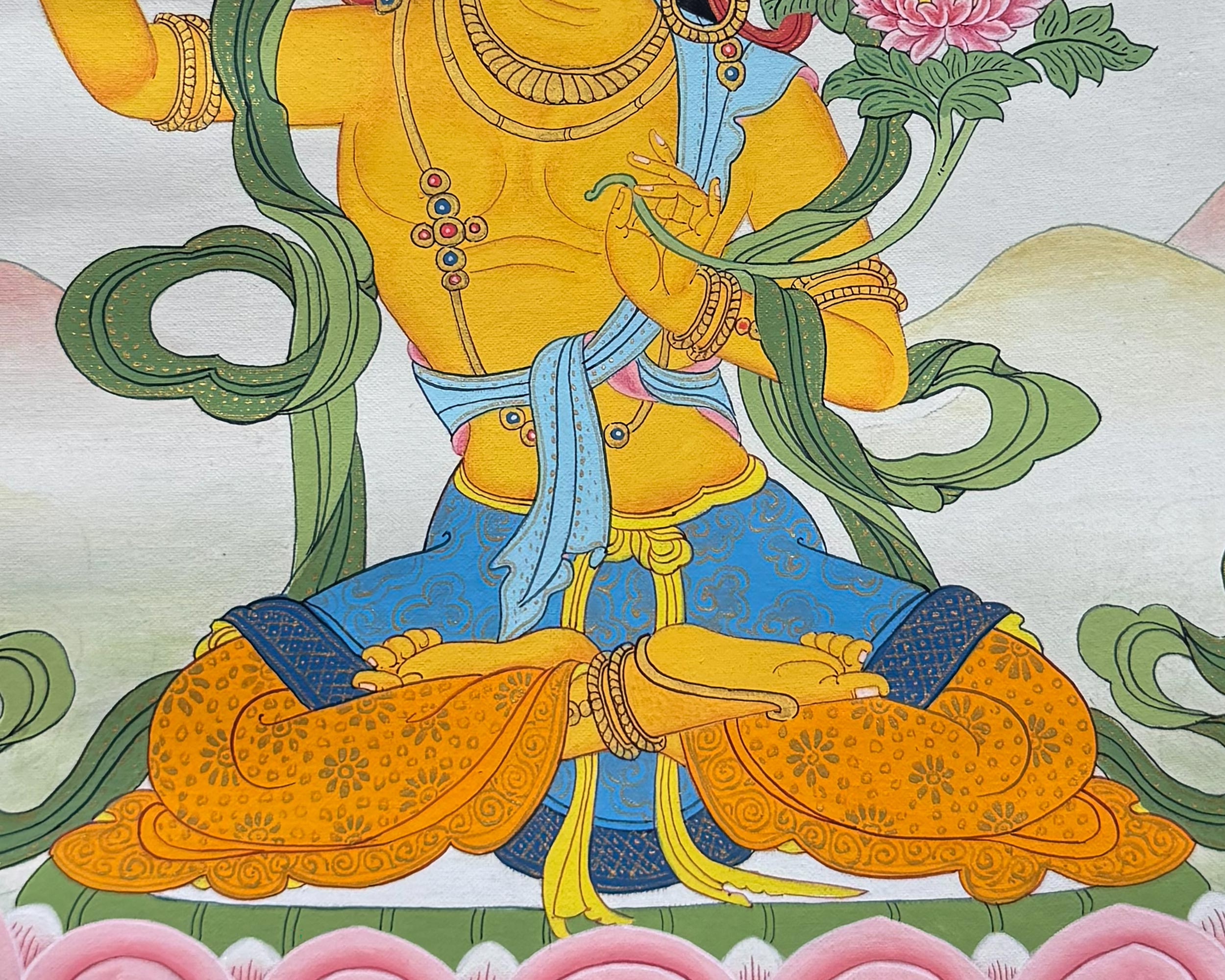 Manjushri Thangka With Brocade | Enlightened Protector of Knowledge