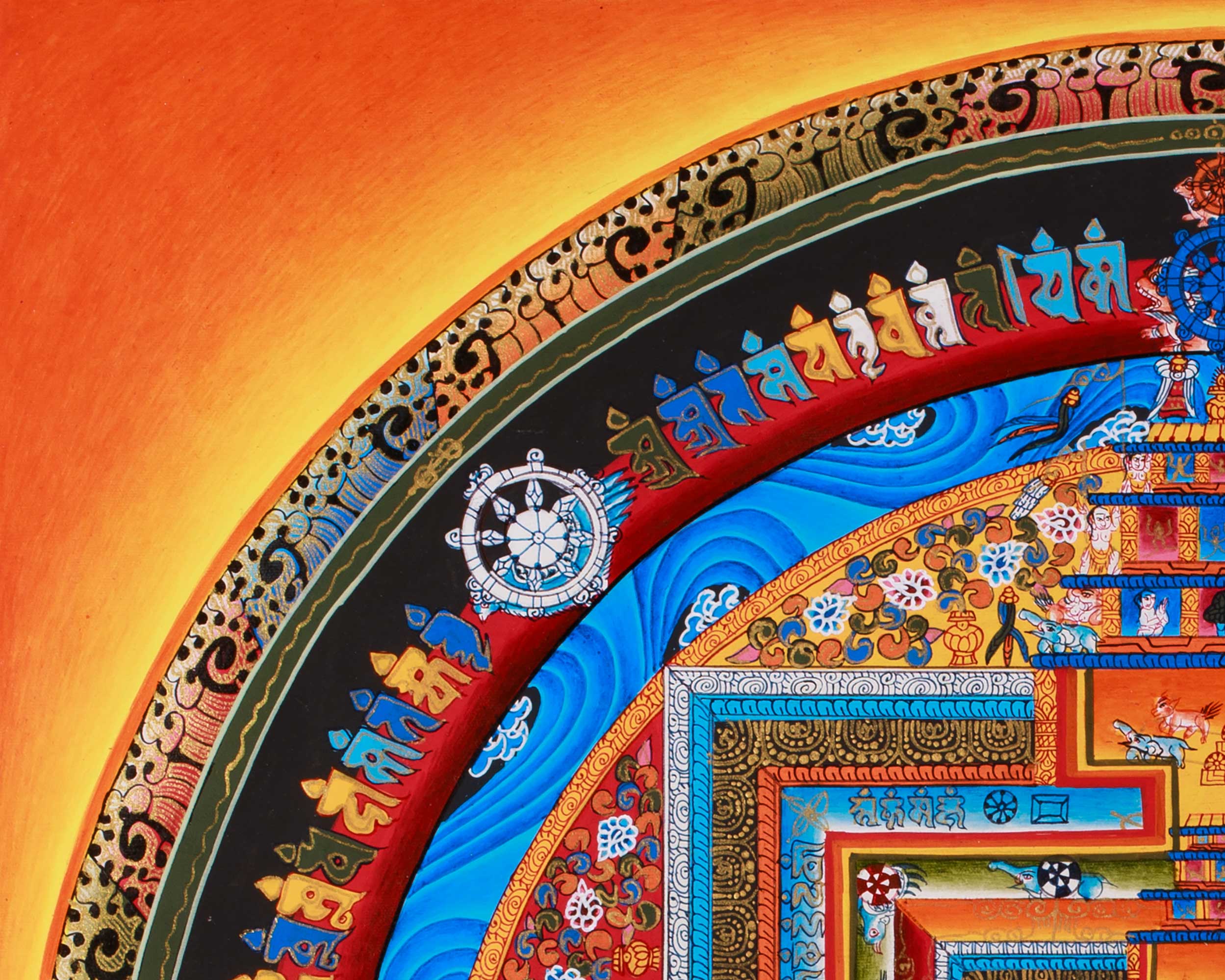 Sacred Kalachakra Mandala Painting | Traditional Tibetan Buddhist Artwork