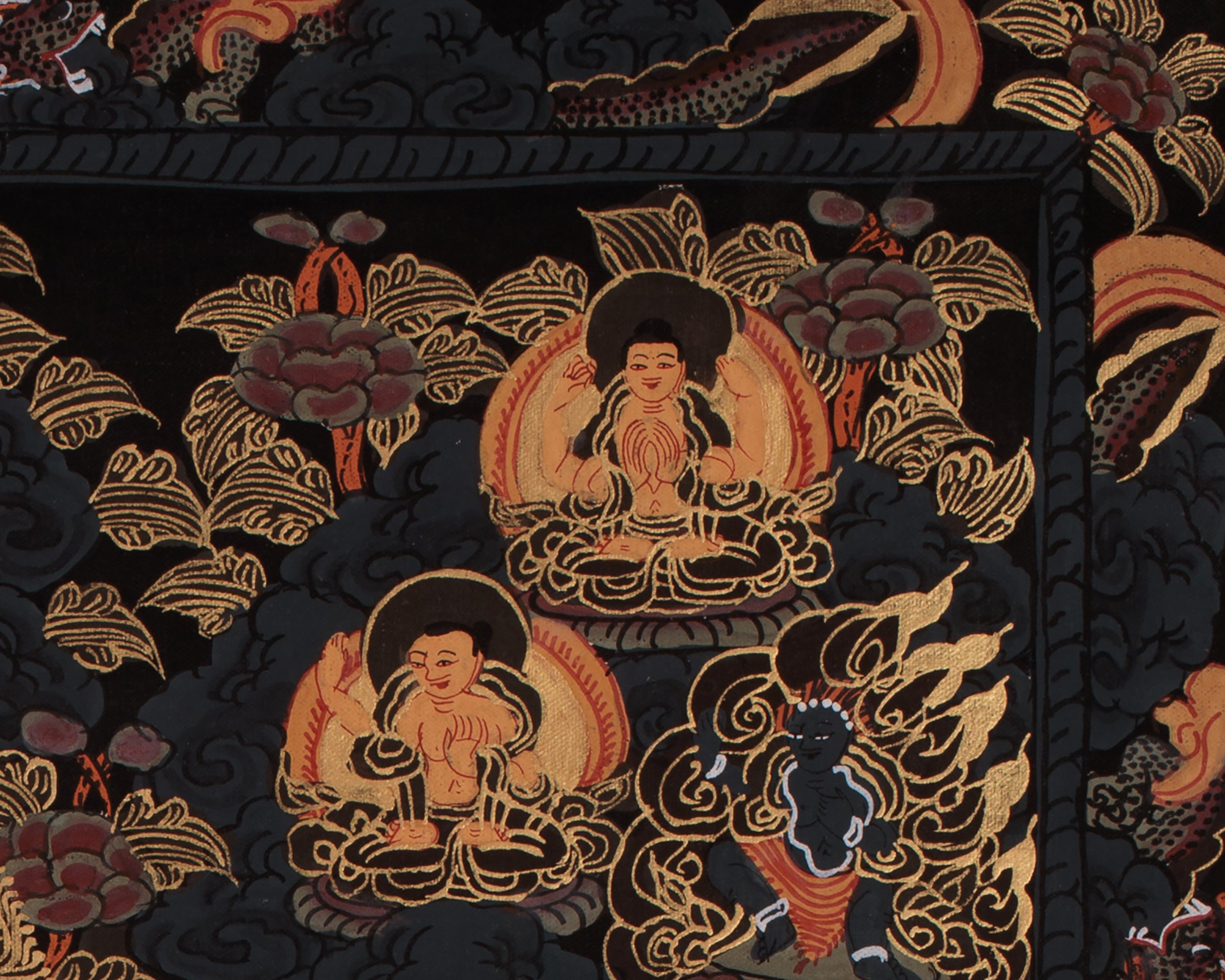 Triple Mandala of Buddha Thangka | Sacred Hand-Painted Buddhist Thangka Artwork