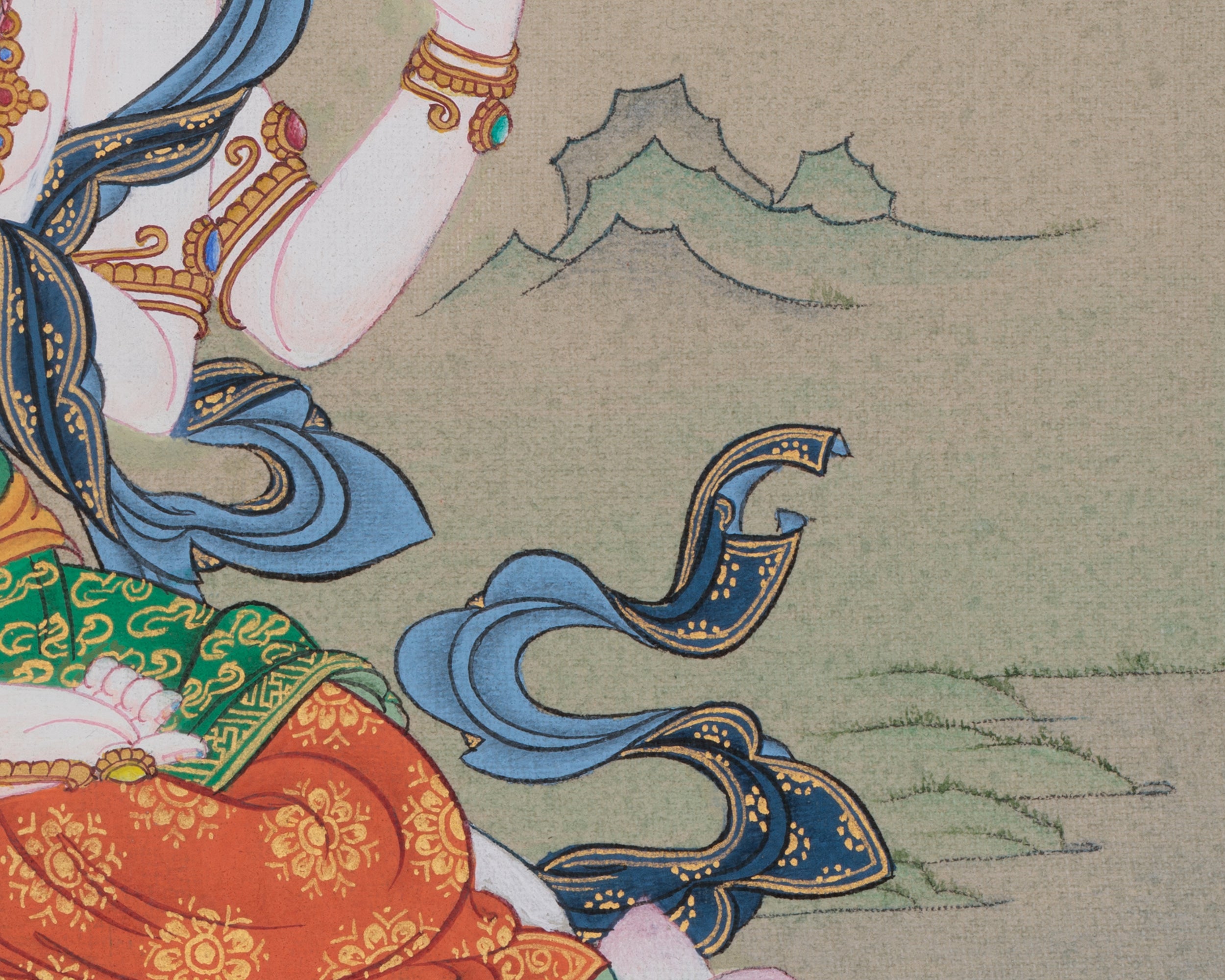 Traditional Bodhisattva Chenrezig | A Sacred Thangka of Compassion and Healing