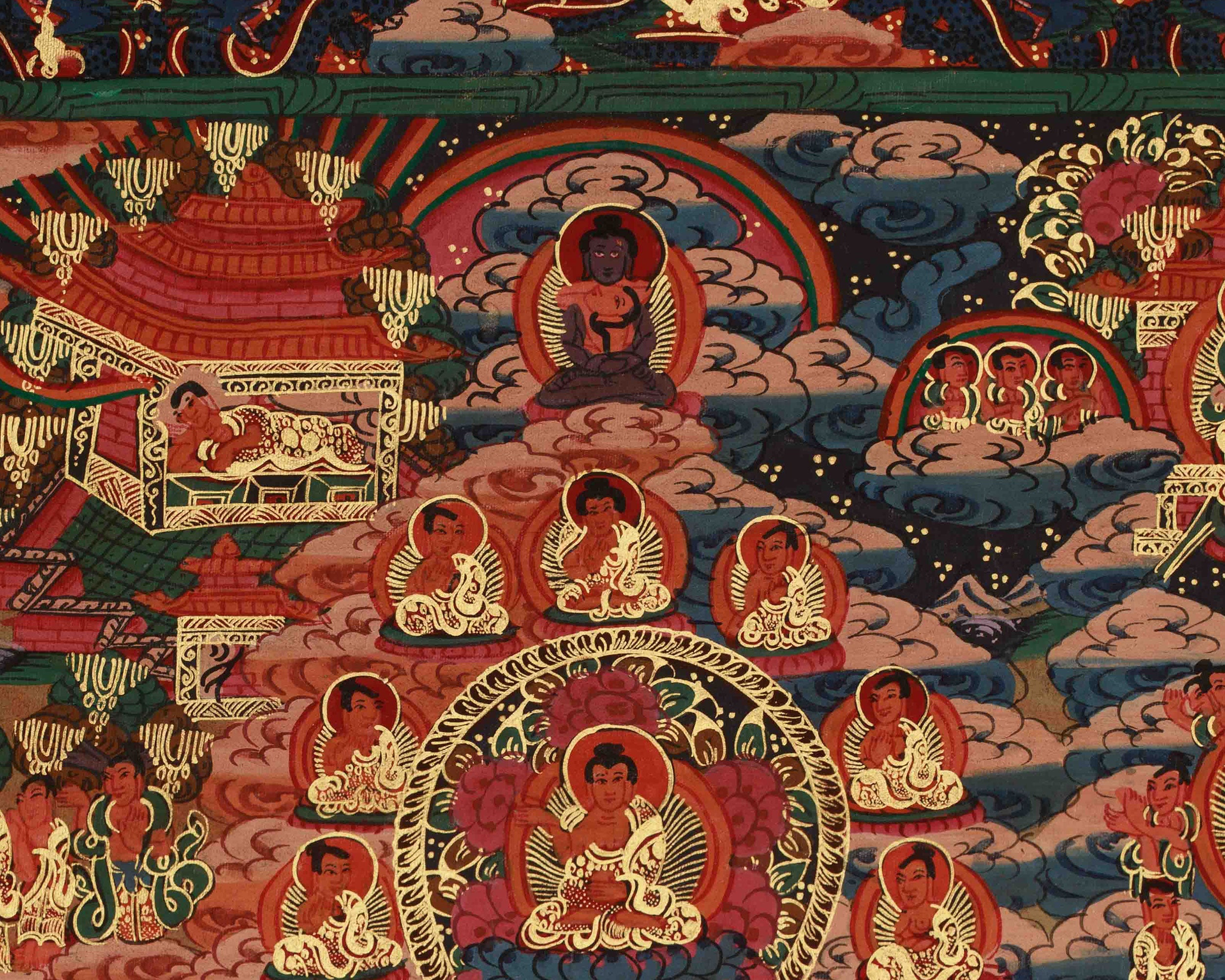 Sacred Buddha Life Story Thangka | Siddhartha Gautama | Spiritual Path To Enlightenment