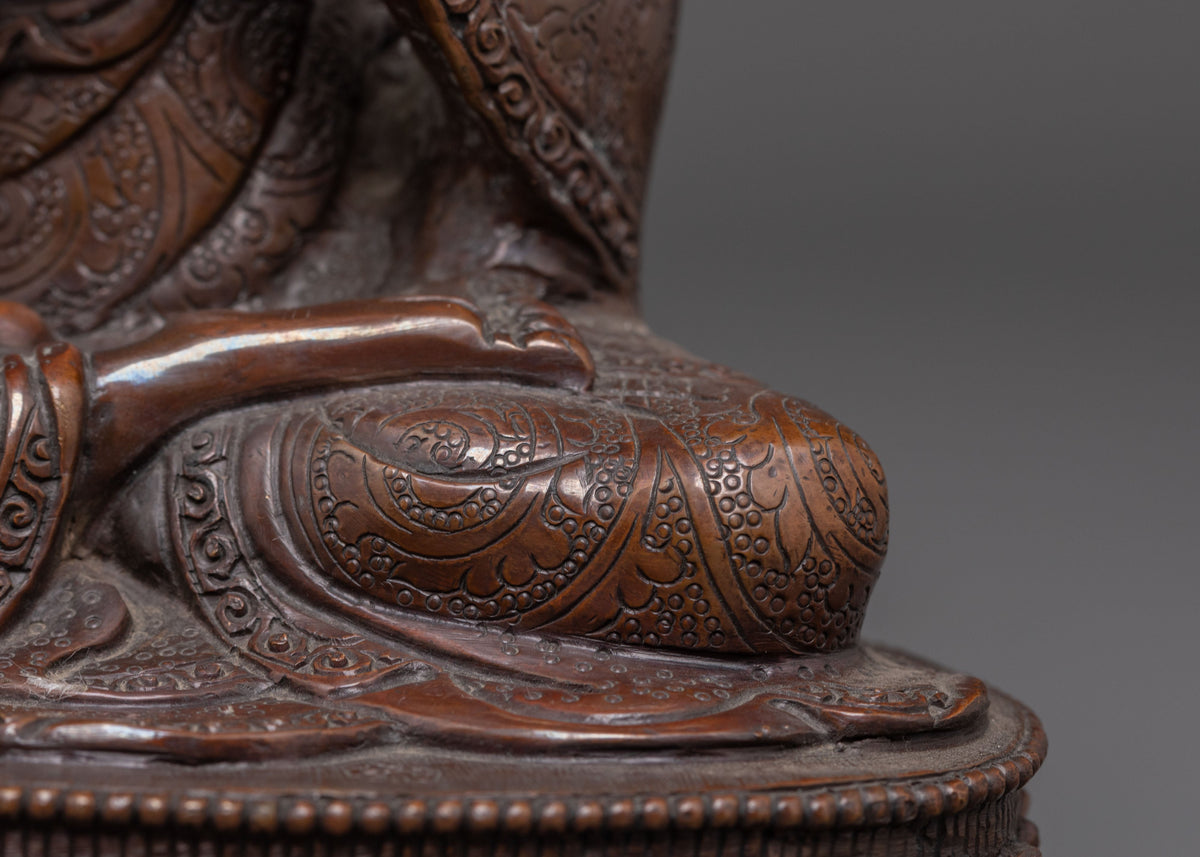 Oxidized Copper handmade Vairocana Sculpture: Cosmic Buddha